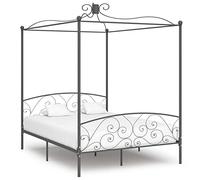 DRFGHK Struttura letto a 4 baldacchini in metallo grigio 180 x 200 cm, baldacchino super king con contenitore sotto mobili per camera da letto, grigio