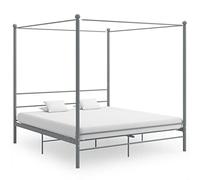 DRFGHK Struttura letto a 4 baldacchini in metallo grigio 180 x 200 cm, baldacchino super king con contenitore sotto mobili per camera da letto, grigio opzione2