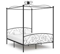 DRFGHK Struttura letto a 4 baldacchini in metallo nero 180 x 200 cm, baldacchino super king con contenitore sotto mobili per camera da letto, nero opzione2