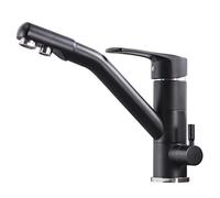 DRFGNF 3 Way Kitchen Faucet Rotating Hot And Cold Water Direct Drinking Water Brass Multi-Function Faucet-Black
