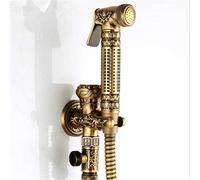 DRFGNF Antique Brass Total Brass Material Bronze Finished Bidet Faucet Set with Brass Gun And 1.5M Plumbing Hose Anal Cleaning Ass Bidet
