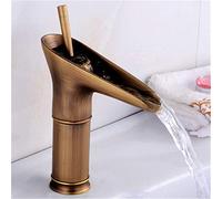 DRFGNF Basin Faucet Brass Hot Cold Mixer Basin Tap Big Waterfall Faucets Single Handle Bathroom Sink Faucet,Antique Short