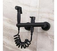 DRFGNF Bidet Faucets Set Hot And Cold Black Toilet Corner Valve Hand Held Hygienic Shower Head Anal Cleaning Ass Bidet Muslim