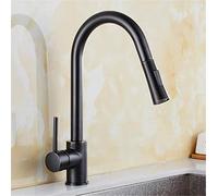 DRFGNF Kitchen Faucet Pull out Spray Head Kitchen Mixer Deck Mount Kitchen Sink Faucet Crane Cold Hot Water Faucet Kitchen 360 Swivel Single Handle,Golden (Black)