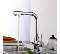 DRFGNF Kitchen Faucets Chrome Drinking Water Filter Faucets Sink Mixer Tap 360 Swivel Deck Mounted Filtered Crane for Kitchen 3 Way Dual Handle with Aerator