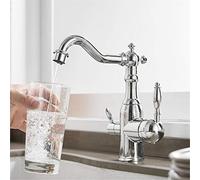 DRFGNF Kitchen Faucets Chrome Drinking Water Filter Faucets Sink Mixer Tap 360 Swivel Dual Handle Deck Mounted Filtered Crane for Kitchen 3 Way Retro
