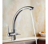 DRFGNF Kitchen Faucets Solid Brass Crane for Kitchen Deck Mounted Water Filter Tap Three Ways Sink Mixer 3 Way Kitchen Faucet Drinking Water Filter Faucets,Beige with DOT (Chrom