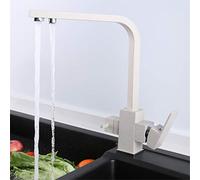 DRFGNF Kitchen Faucets Square Style Drinking Water Filter Faucets Sink Mixer Tap 360 Swivel Dual Handle Deck Mounted Filtered Crane for Kitchen 3 Way,Beige (Beige)