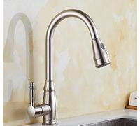 DRFGNF Kitchen Mixer Pull out Spray Head Kitchen Faucets Deck Mount Kitchen Sink Faucet Crane Cold Hot Water Faucet Kitchen Rotate Single Handle with Aerator,Black (Brushed Nick