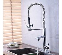 DRFGNF Kitchen Sink Faucet Sink Mixer Faucet Wall Mounted Gold/Brushed/Chrome Spring Kitchen Faucet,Vortex Side Sprayer Double spout Kitchen Tap,360 Rotation countertop Cold wat