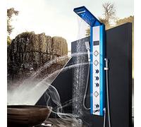 DRFGNF Pannello Doccia idroelettrico Blu Nero Colonna Doccia LED Pioggia Cascata Display LCD Digitale Bidet Spray Massaggio Vasca Doccia-Blu