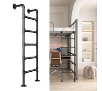 DRFGNF Scala a Castello da Parete in Metallo Nero per soppalco, dormitorio, Biblioteca, Scale di Uscita in Ferro battuto per seminterrato con Opzione di Uscita di Sicurezza, Scala a pioli da 125 cm