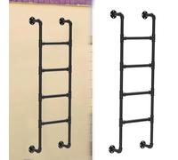 DRFGNF Scala a Castello per soffitta, per impieghi gravosi, da Montare a Parete, per Uscita da Finestra, seminterrato, Scale sospese in Ferro battuto Nero, capacità di carico di 330 libbre, 210 cm/