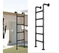 DRFGNF Scala a pioli in Metallo Nero montata sul Pavimento per soppalco, Altezza 67 Pollici, Scala di Ingresso e Uscita per seminterrato, Finestra, pozzo, dormitorio, Accessorio per Biblioteca