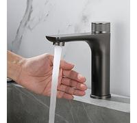 DRFGNF Sensor Taps for Bathroom Sink Automatic Tap Sink, Bathroom Taps Mixer Touchless Automatic Faucet, Gun Grey