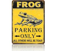 DRFYVZ Targa in metallo a forma di rana Rana Parking Only Vintage Tin Sign Frog Wall Decor Vintage Frog Room Signs Funny Frog Parking Only All Others Will Be Toad Sign Frog Crossing Metal Tin Sign