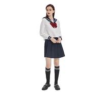 DRGE Vestito da Marinaio da Ragazza Uniformi Studentessa delle Superiori,Top a Maniche Lunghe e Set di Gonna Corta,46