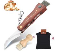DRGSKL Set Di Coltelli Portatili per Funghi, Coltello Pieghevole Tascabile Con Spazzola E Borsa Nera per Il Giardino, Regalo per La Raccolta All'aperto