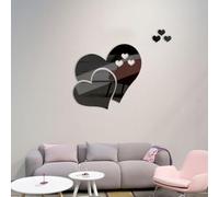 Drhomeam Adesivi da parete a specchio a forma di cuore, in acrilico, 3D, fai da te, per casa, soggiorno, camera da letto, colore: nero, W24HJ41322Q1X85YREH2