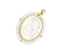 DRHTDXEJ Collana con ciondolo a forma di vergine Mary, con conchiglie in madreperla e intarsio micros, per uso quotidiano ed elegante