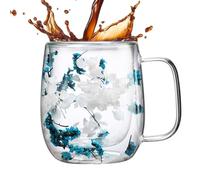 Dried Flowers Glass Tea Cup, Double Wall Glass Cup, Dried Flower Coffee