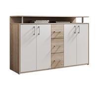 Credenza DORO in laminato con 1 ripiano aperto, 3 cassetti, 4 ante a battente