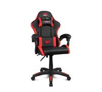 DRIFT GAMING DR35 - Sedia da gaming ergonomica professionale con supporto lombare e braccioli 2D regolabili, reclinabile a 135°, base robusta, ruote silenziose, rivestimento in similpelle, Nero/Rosso