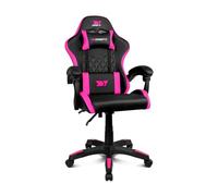 DRIFT GAMING DR35 - Sedia da gaming ergonomica professionale con supporto lombare e braccioli 2D regolabili, reclinabile a 135°, base robusta, ruote silenziose, rivestimento in similpelle, Nero/Fucsia