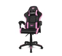 DRIFT GAMING DR35 - Sedia professionale, Similpelle, Braccioli imbottiti, Pistone classe 3, Base in nylon rinforzato, Sedile basculante, Altezza regolabile, Cuscino lombare/cervicale, Nero/rosa