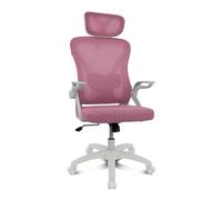 DRIFT GAMING DRAIR35 - Sedia da Scrivania Ergonomica per Ufficio e Casa in Rete Tesa Traspirante, Reclinabile 90-120°, Poggiatesta e Braccioli Pieghevoli, Supporta fino a 120 kg, Rosa-Bianco