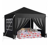 Driftalia Gazebo pop-up con lati 3 m x 3 m, facile da installare, impermeabile, gazebo con borsa per il trasporto e sacchi di sabbia per feste, festival, attività all'aperto, nero