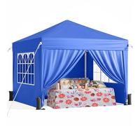 Driftalia Gazebo pop-up con lati 3 m x 3 m, facile da installare, impermeabile, gazebo con borsa per il trasporto e sacchi di sabbia per feste, festival, attività all'aperto, blu