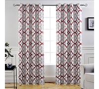 DriftAway Alexander Thermal (nero) Out Grommet tende per finestre sfoderate a spirale Geo Trellis Pattern Set di 2 pannelli per ogni misura 132 cm x 213 cm (rosso e grigio)