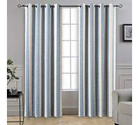 DriftAway Chris - Tende oscuranti in lino con strato termico e fonoassorbente lunghe 213 cm, per camera da letto, tende stampate a righe, isolamento termico, foderate, tendaggi per finestre, per