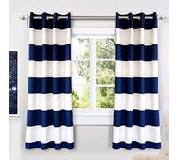 DriftAway Mia Stripe - Tende oscuranti per finestre, 2 pannelli ciascuno, 132 x 160 cm, colore: blu navy