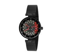 DriftElement® Orologio da corsa da donna - Orologio da polso di design con cinturino in maglia in acciaio inox e quadrante sportivo (rosso, giallo, blu) - Elegante e sportivo orologio da donna con