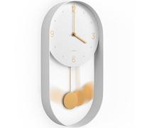 Driini Moderno orologio da parete a pendolo, struttura decorativa e unica in metallo, con quadrante da 20 cm, design contemporaneo e minimalista, funzionamento silenzioso senza ticchettio, include