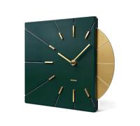 Driini Orologio da parete moderno della metà del secolo - Orologio quadrato verde con accento decorativo in oro - Orologio unico e fresco, funzionamento a batteria - MCM Decor & Orologio da parete