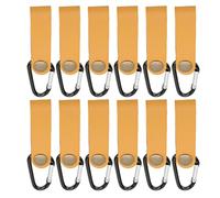 DriKou 12Pcs Leather Wall Hooks, PU Leather 5KG Load Durable Sturdy Wide Application Wall Hanging Strap for Bedroom Kitchen (Yellow)