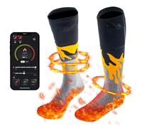 DriKou Heated Socks for Men Women,5000mAh Rechargeable Battery Foot Warmer with 3 Temperatures APP Control Machine Washable for Camping Fishing Cycling Skiing (One Size)