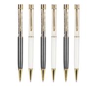 DriKou Penne a sfera 6 pezzi, di ossidiana, bella e comoda penna a sfera liscia per la famiglia dell'ufficio scolastico, nera e bianca