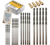 Drilax Punte diamantate da 1 mm, 1,5 mm, 2 mm, 2,5 mm, per pietra, vetro di mare, conchiglie compatibili con Dremel, 4 pinze incluse, set da 24 pezzi