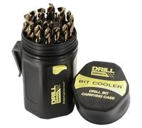 drill America D/a29j-co-pc 29 Piece Cobalt Steel Jobber length drill bit set in custodia di plastica, Gold Oxide Finish, Round Shank, Spiral flute, 135 Degrees split Point (confezione da 1)