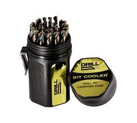 Drill America Set di punte da trapano in acciaio ad alta velocità per impieghi gravosi con finitura nera e oro in cassa rotonda (1/16" - 1/2" x 64th con gambo da 3/8"), serie KFD