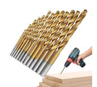 Drill Bits - 13 Piece Twist Woodworking Drilling Tools | 1.5-6.5mm Metal Bits For Drill | Titanium Plated Round Shank High Speed Steel - For Iron Stainless Steel Maintenance Workshops Carpenters Alumi