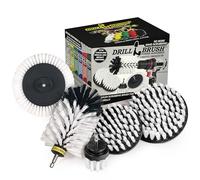Drill Brush Power Scrubber by Useful Products - Drillbrush Automotive Edge Brush Kit con esteso lungo attacco originale - Set di spazzole per trapano originale lungo bianco - Set di spazzole per la