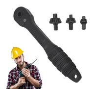 Drill Chuck Ratchet Spanner, Chuck Key Replacement Tool, Multifunctional Quick Change Wrench, Adjustable for Bike Repair Plumbing Maintenance, Portable Hand, Black