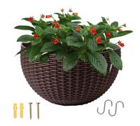 Drill Free Half Round Plant Container Wall Mount Garden Basket Holder
