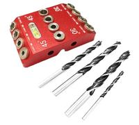 Drill Jig - Guida al trapano a 4 bit | Guide di perforazione dei metalli di qualità | 30 45 90 DrillGuide portatile | Lineevel per fori inclinati e dritti, corrimano per scale per morsetti in metallo,