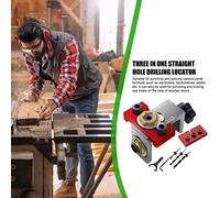 Drill Jig per buchi dritti, maschere per la lavorazione del legno,Blocco maschera per trapano regolabile | Kit foro di perforazione, Jig Dowel Center, strumento di giunti di lavorazione del legno prof